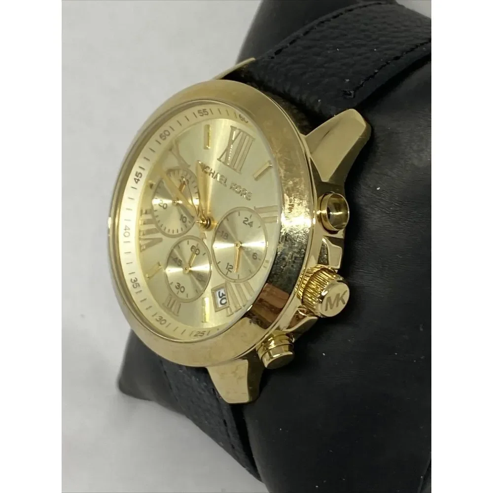 Michael Kors MK5777 Women's Black Leather Analog Dial Quartz Wrist Watch HK1056